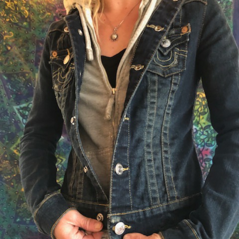 True Religion dark blue denim jacket xs